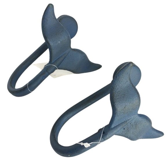 NEW Set of Two Blue Whale Tail Wall Hooks - Picture 1 of 6